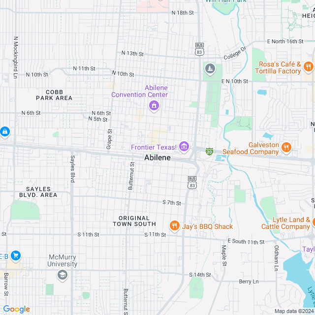 Map of Abilene, Texas