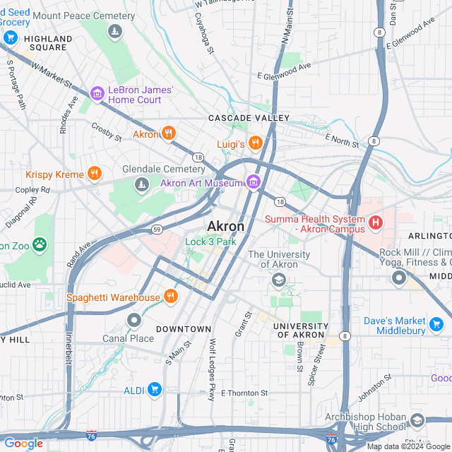 Map of Akron, Ohio