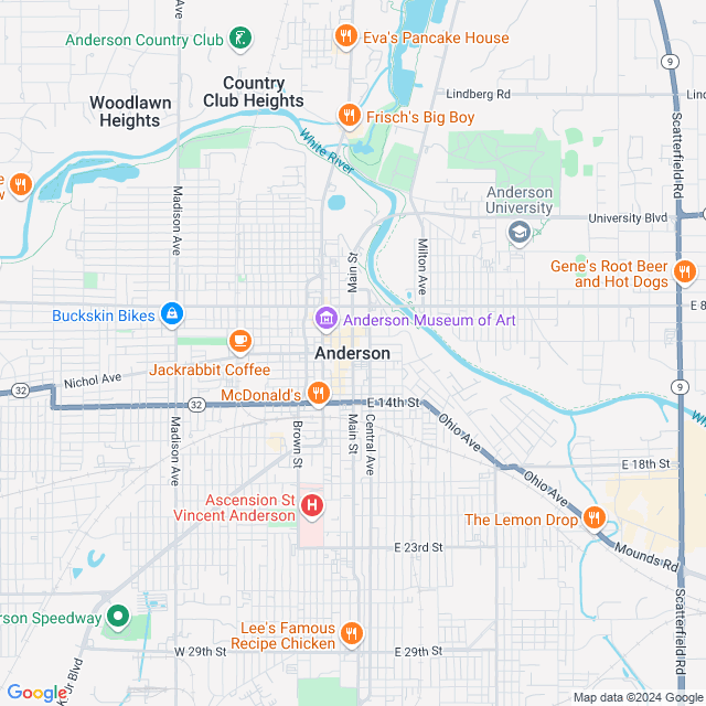 Map of Anderson, Indiana