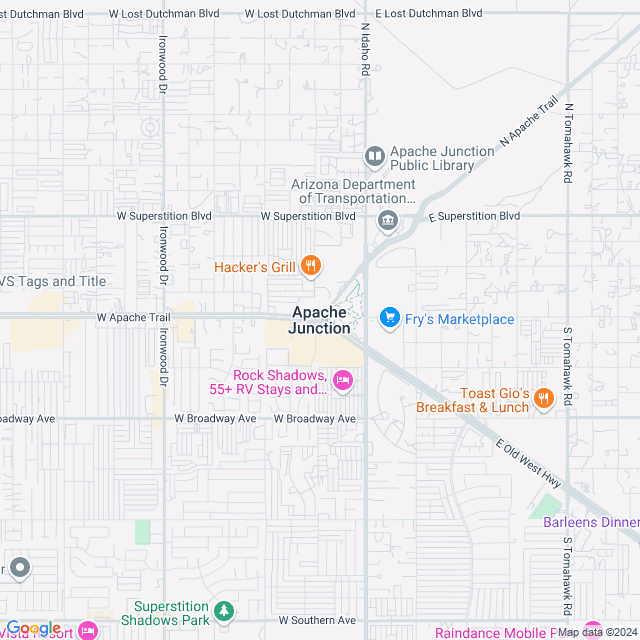 Map of Apache Junction, Arizona