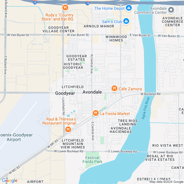 Map of Avondale, Arizona