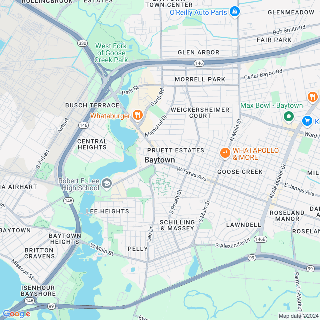 Map of Baytown, Texas