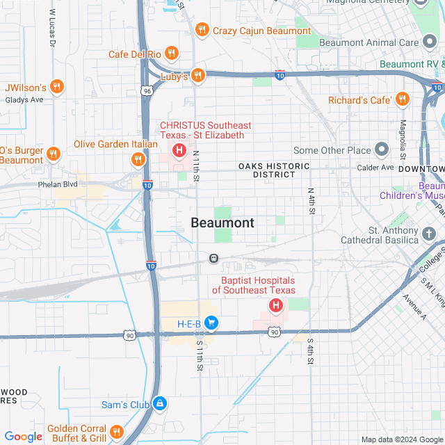 Map of Beaumont, Texas