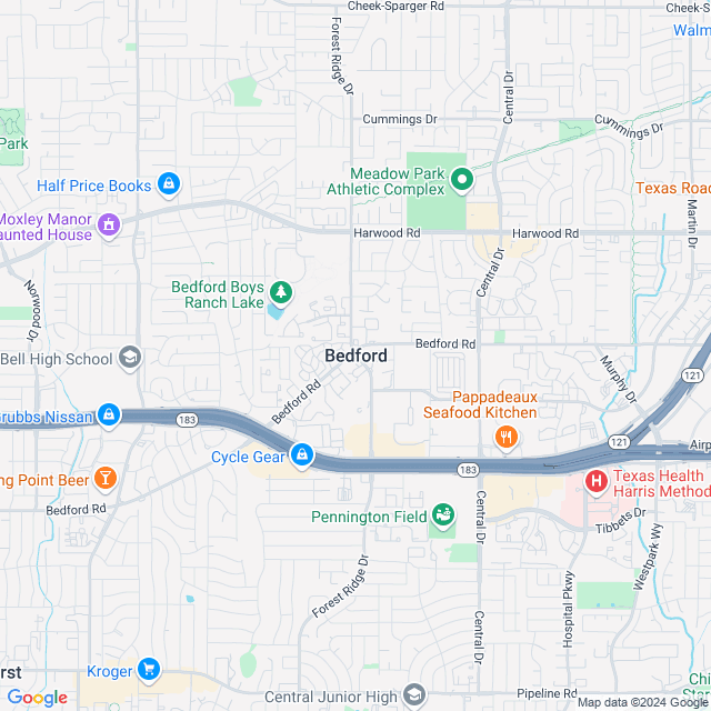 Map of Bedford, Texas