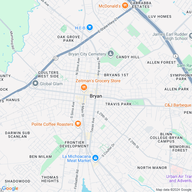 Map of Bryan, Texas