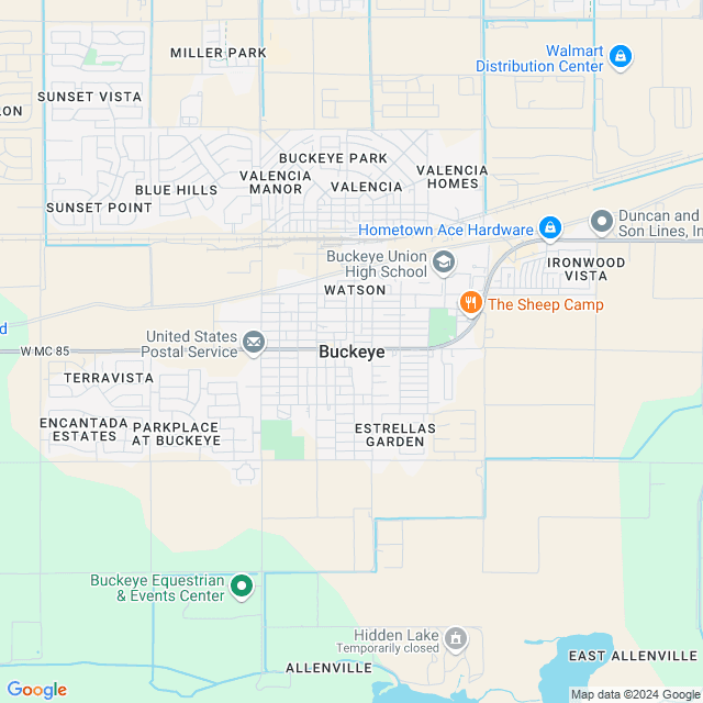 Map of Buckeye, Arizona