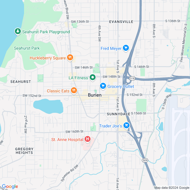 Map of Burien, Washington