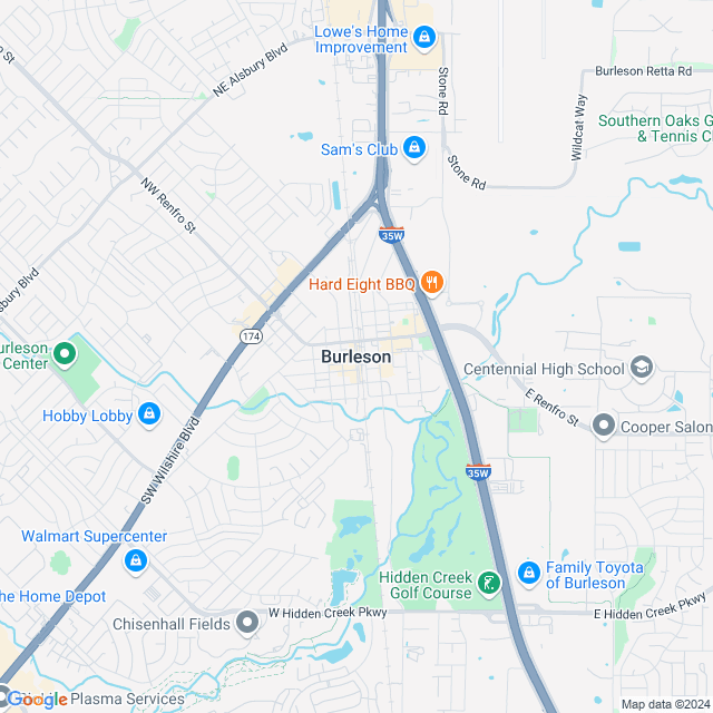 Map of Burleson, Texas