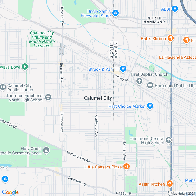 Map of Calumet City, Illinois