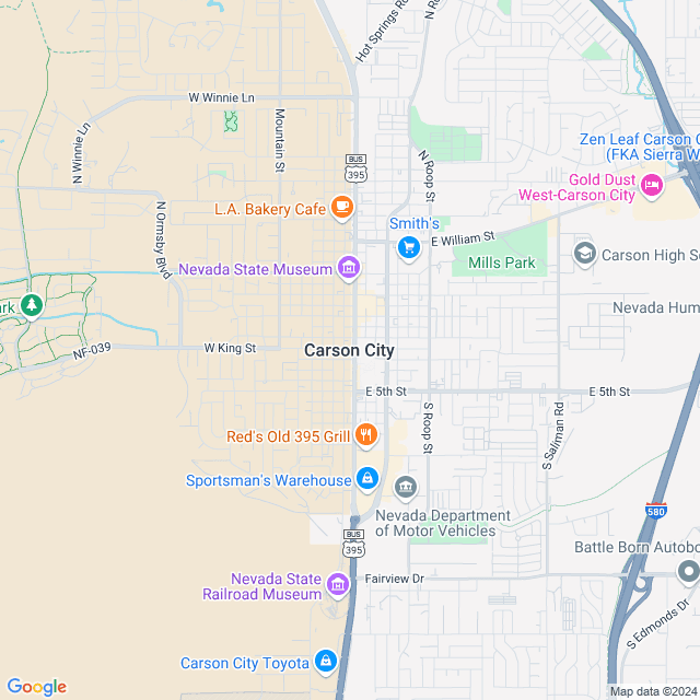 Map of Carson City, Nevada