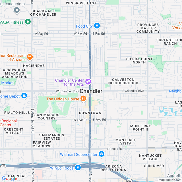 Map of Chandler, Arizona