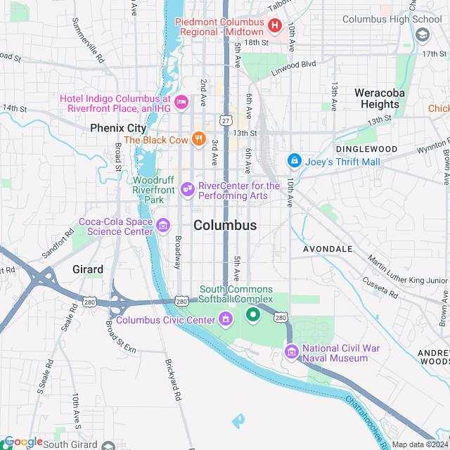 Map of Columbus, Georgia