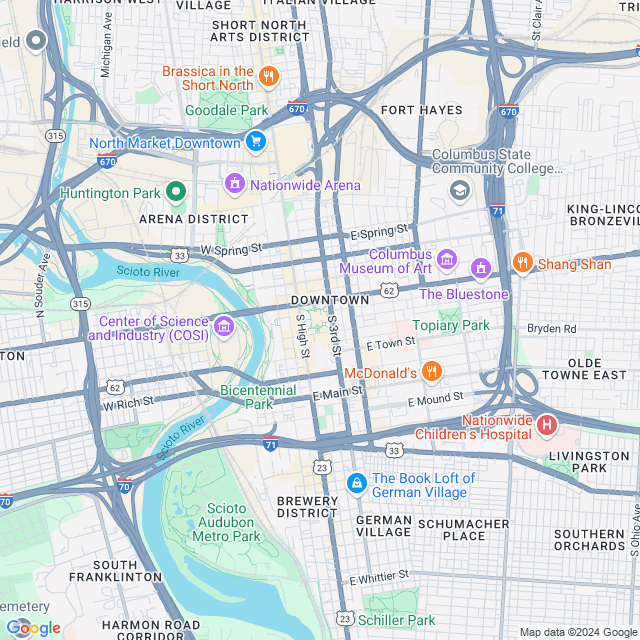 Map of Columbus, Ohio