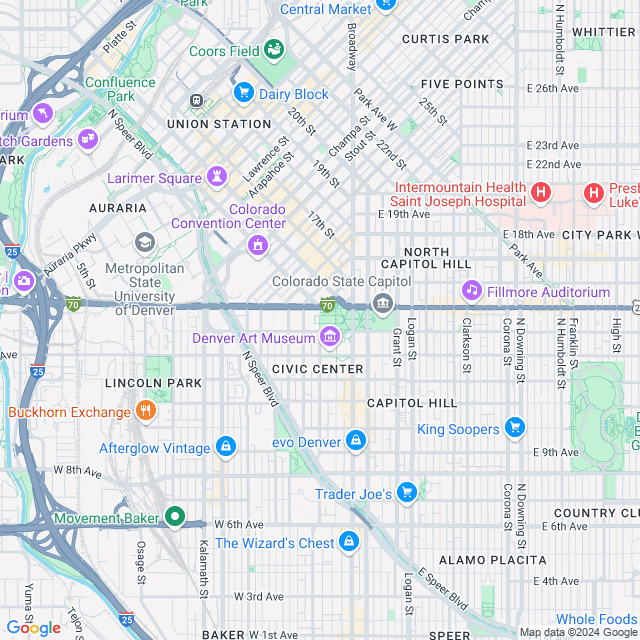 Map of Denver, Colorado