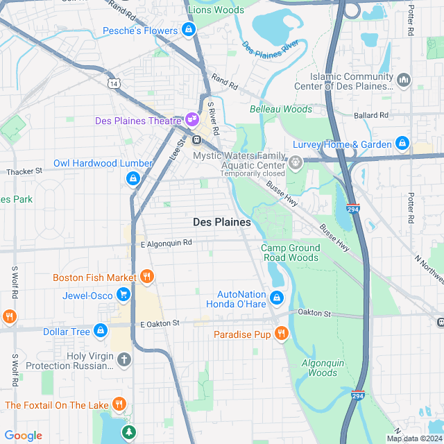 Map of Des Plaines, Illinois