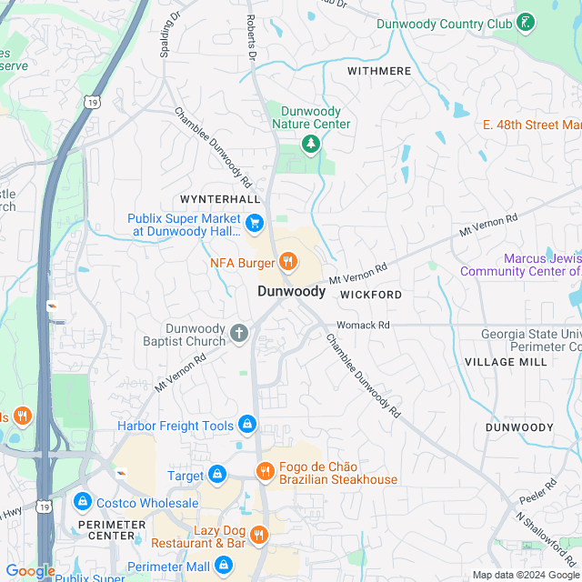 Map of Dunwoody, Georgia