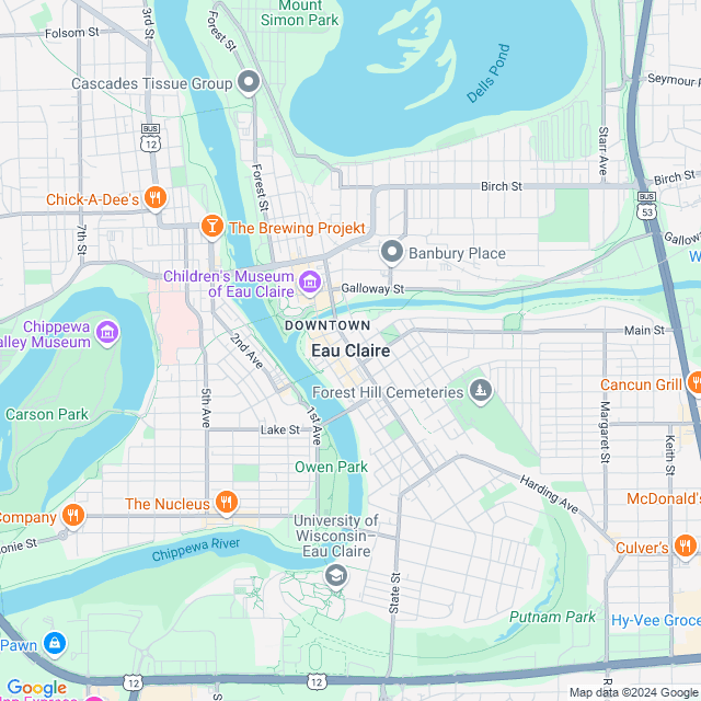 Map of Eau Claire, Wisconsin