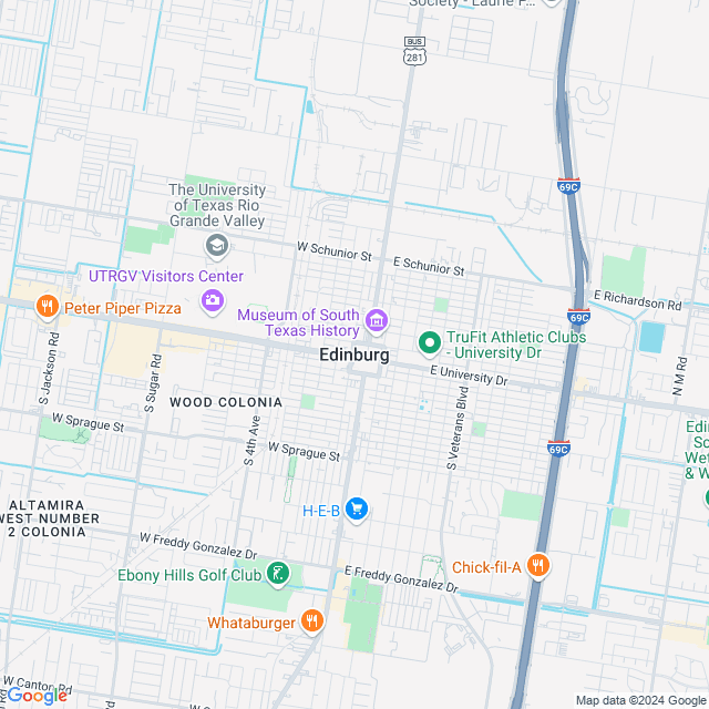 Map of Edinburg, Texas