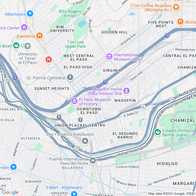 Map of El Paso, Texas