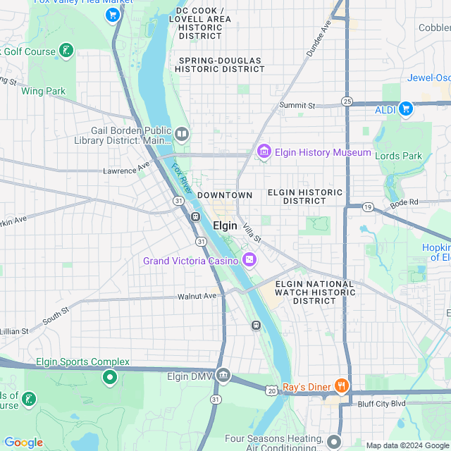 Map of Elgin, Illinois