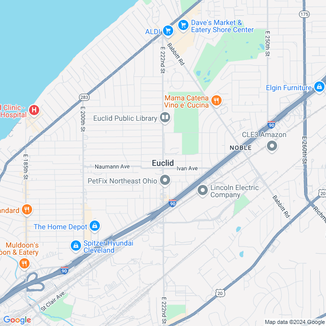 Map of Euclid, Ohio