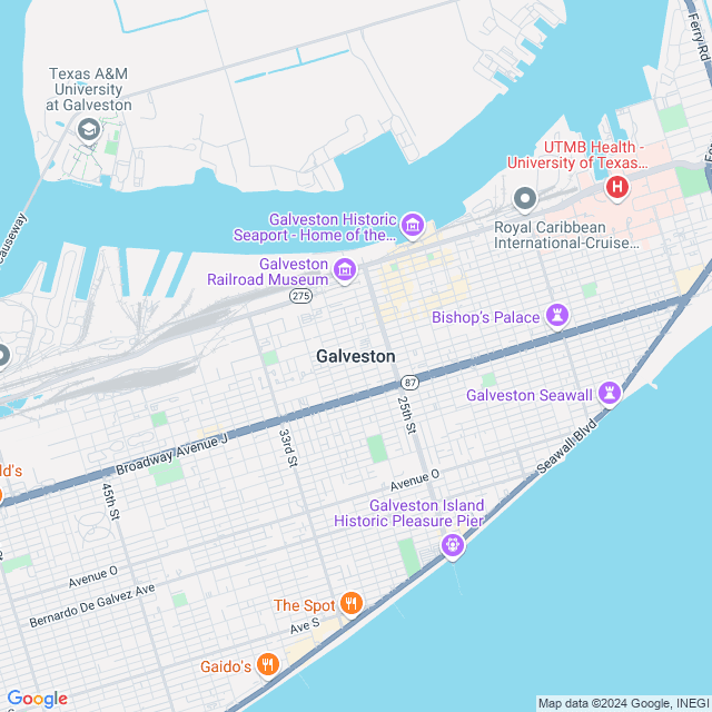 Map of Galveston, Texas