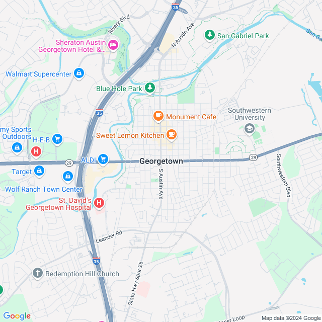 Map of Georgetown, Texas