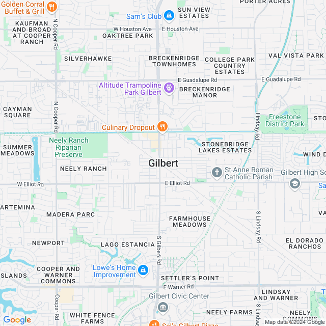 Map of Gilbert, Arizona