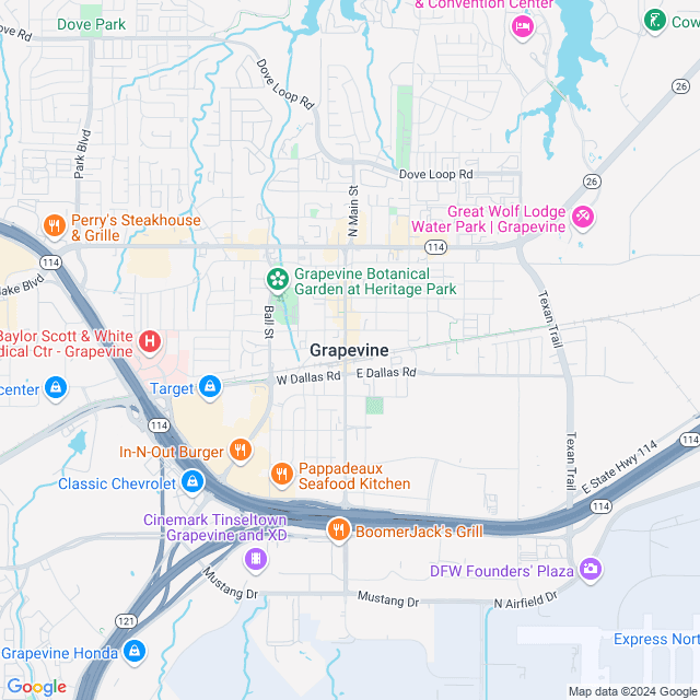 Map of Grapevine, Texas