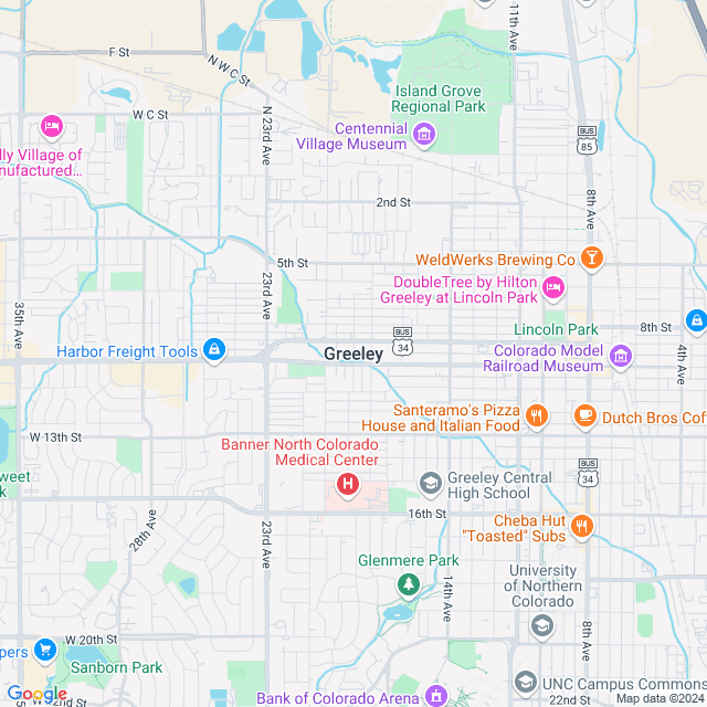 Map of Greeley, Colorado