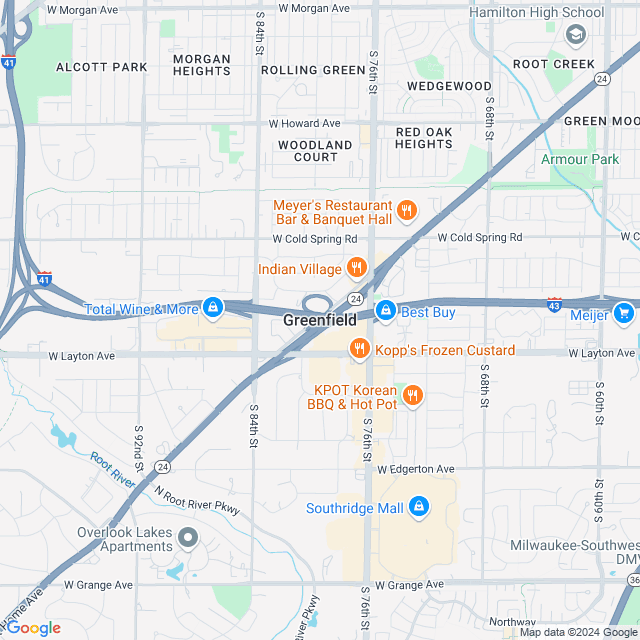 Map of Greenfield, Wisconsin