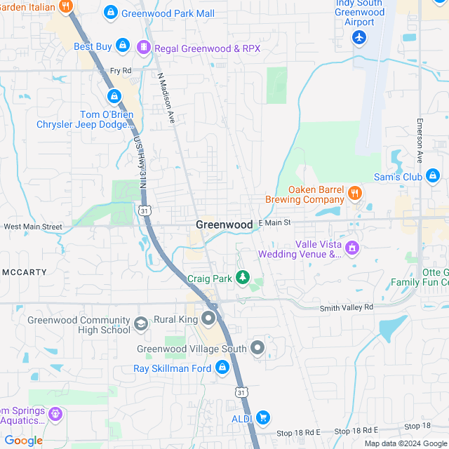 Map of Greenwood, Indiana