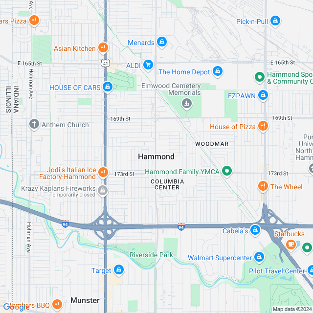 Map of Hammond, Indiana