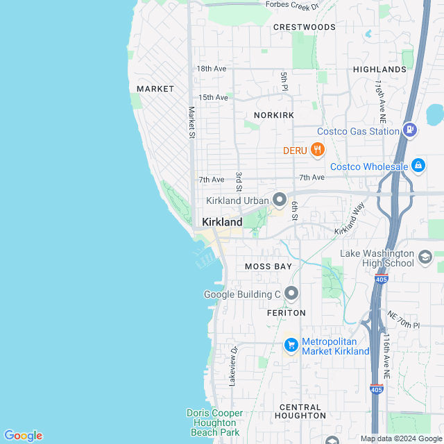 Map of Kirkland, Washington