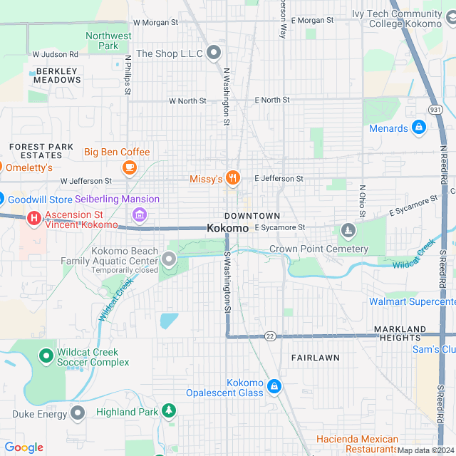 Map of Kokomo, Indiana