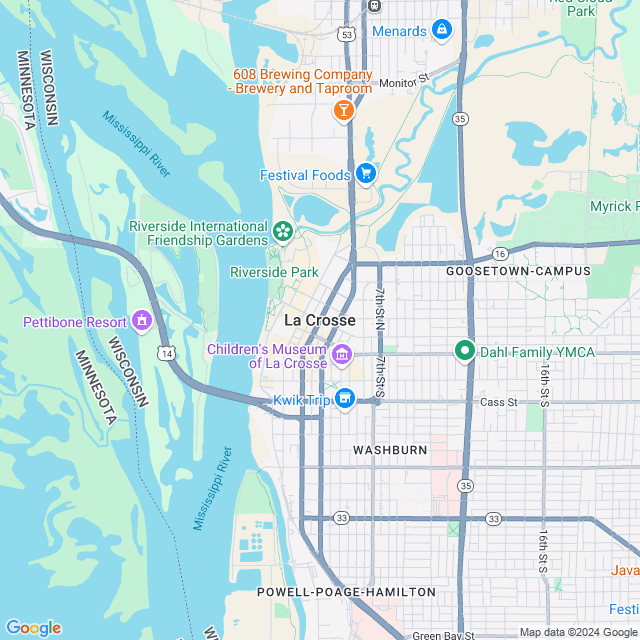 Map of La Crosse, Wisconsin