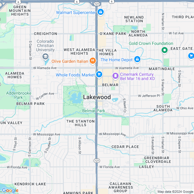 Map of Lakewood, Colorado