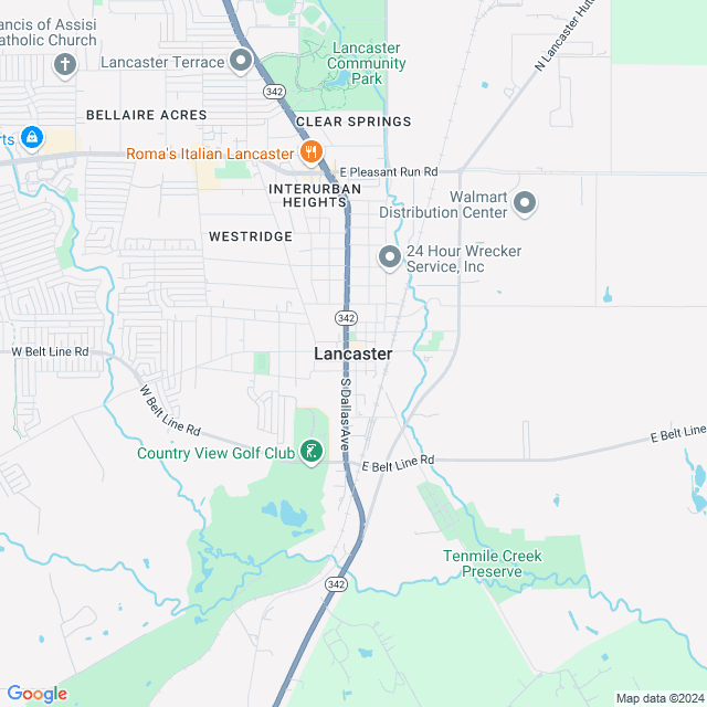 Map of Lancaster, Texas