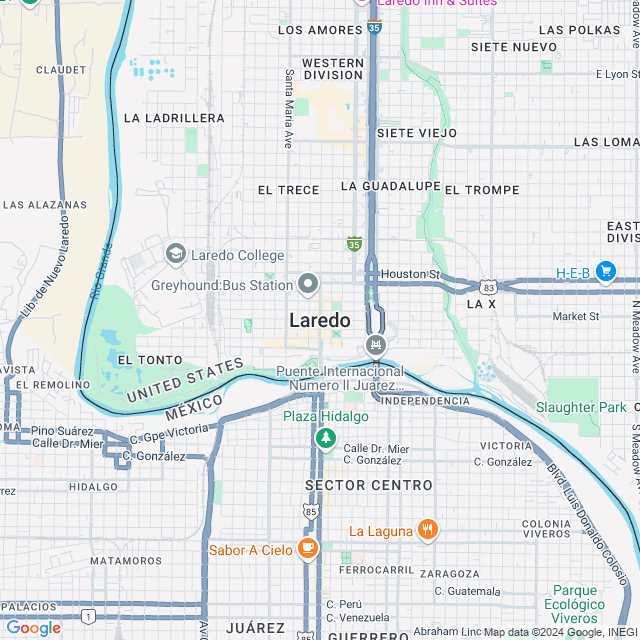 Map of Laredo, Texas