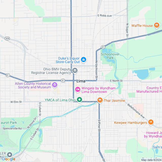 Map of Lima, Ohio