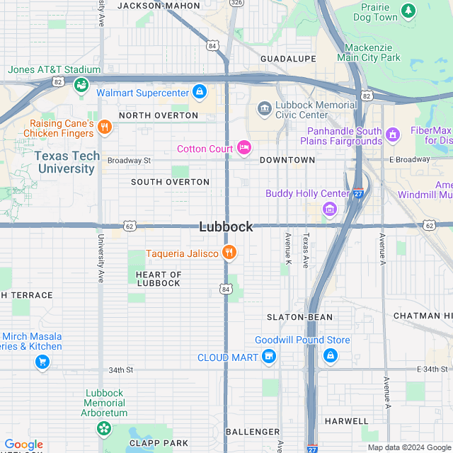 Map of Lubbock, Texas