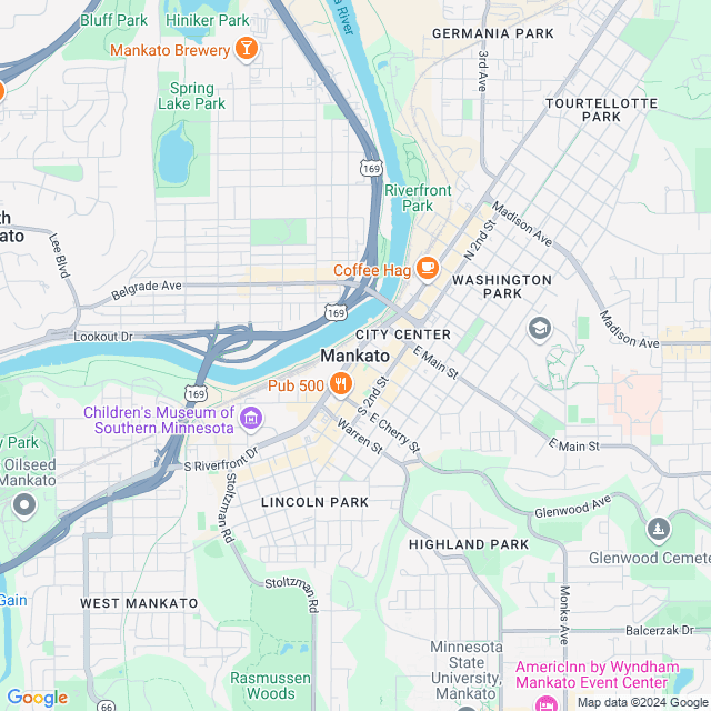 Map of Mankato, Minnesota