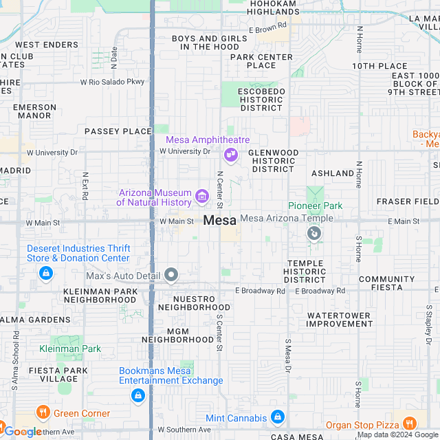 Map of Mesa, Arizona