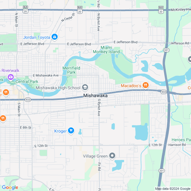 Map of Mishawaka, Indiana