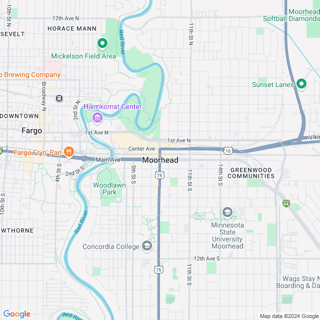 Map of Moorhead, Minnesota