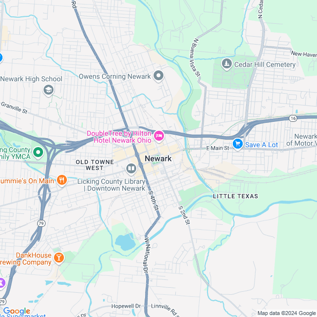 Map of Newark, Ohio