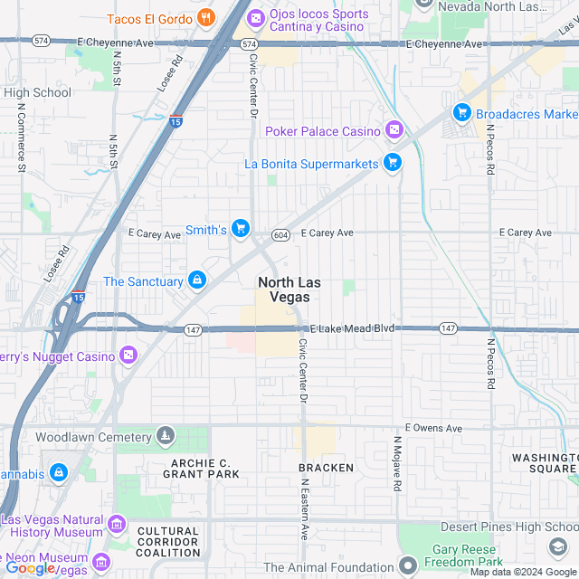 Map of North Las Vegas, Nevada