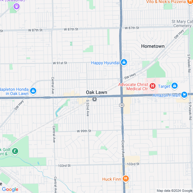 Map of Oak Lawn, Illinois