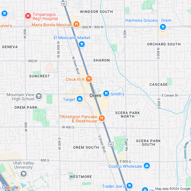 Map of Orem, Utah