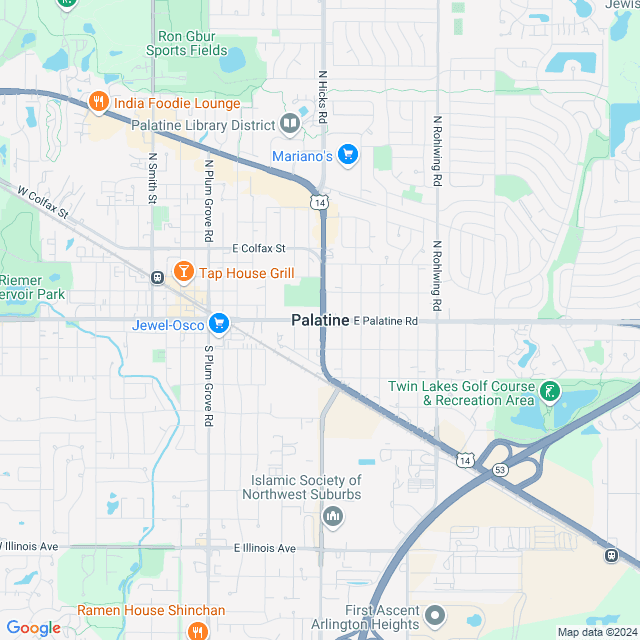 Map of Palatine, Illinois